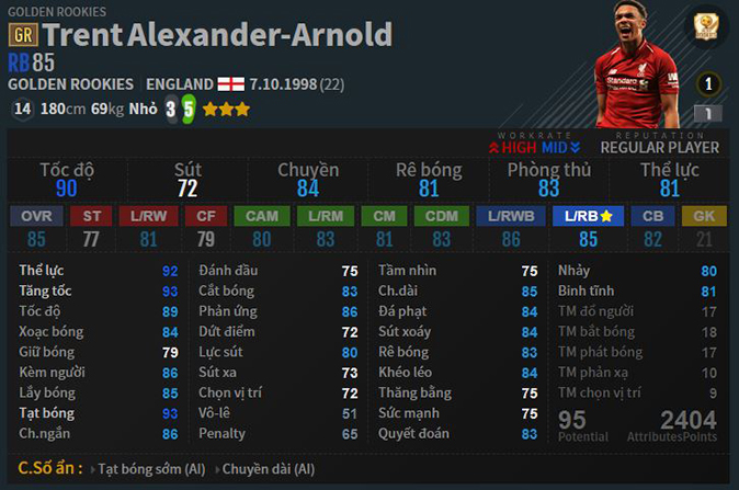 chi so Alexander Arnold GR