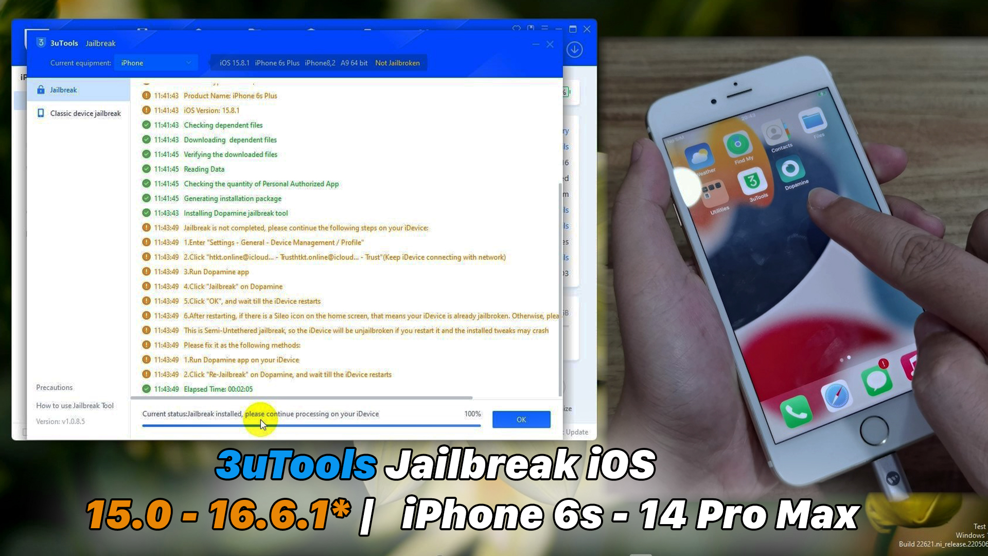 Hướng Dẫn Dùng 3utools Jailbreak Ios 15 0 16 6 1 Iphone 6s Iphone