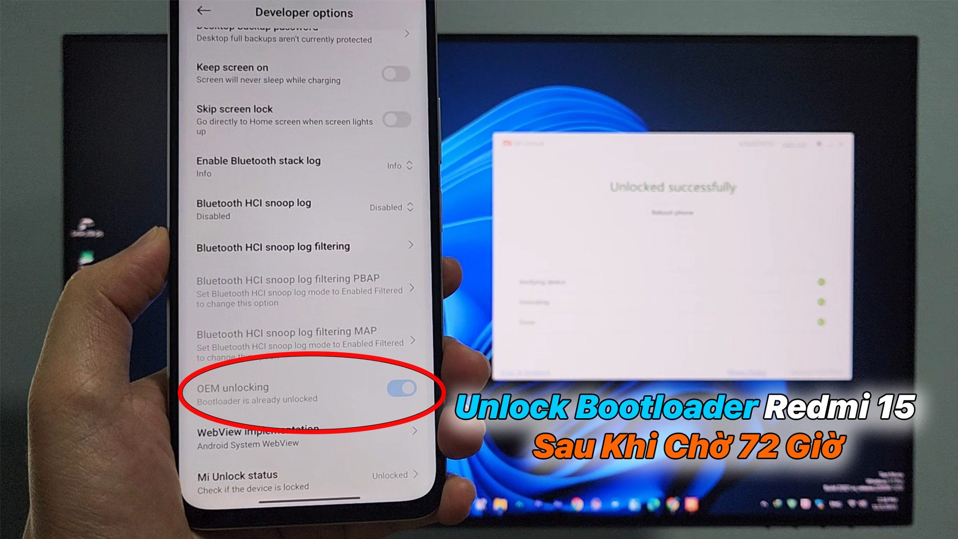 Unlock Bootloader XIAOMI Redmi 15 Sau Khi chờ 72 Giờ